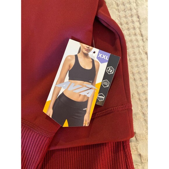 Avia  Jacket NEW XXL  2X Womens Burgundy Athletic Workout Ribbed Bottom 1/4 Zip - Picture 11 of 12